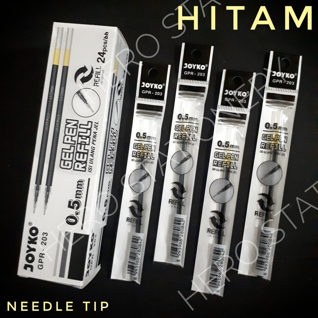 

Refill pen gel joyko 0.5 mm GPR-203 tinta hitam . 24 unit