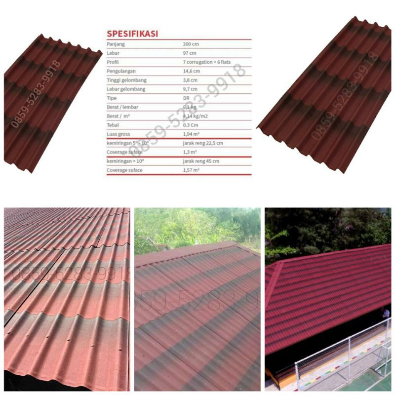 Atap bitumen monolayer Onduline Tile