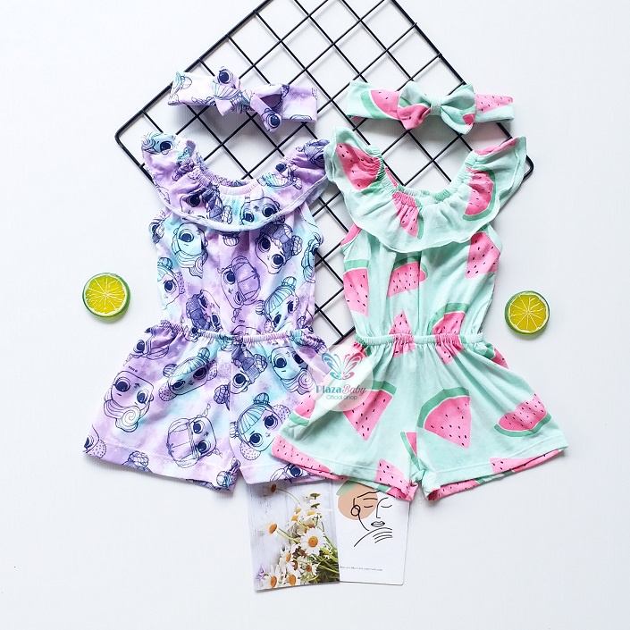 CUCI GUDANG!! PROMO 7.7 plazababyku  MX JUMPSUIT NESYA BANDO setelan bayi motif bunga yang lucu free headband