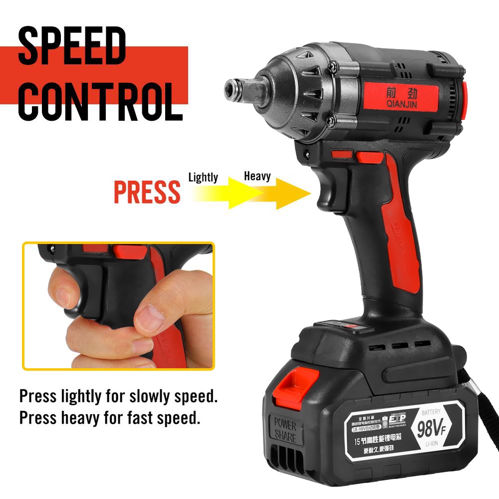 650N. M Cordless Impact Wrench 98V Brushless 98V Bor Obeng Kunci 98 Volt