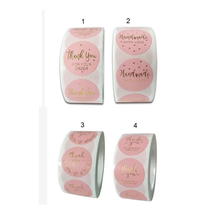 Paper Tags - 1&quot; Pink Round Gold Letter Sticker (10 pcs)