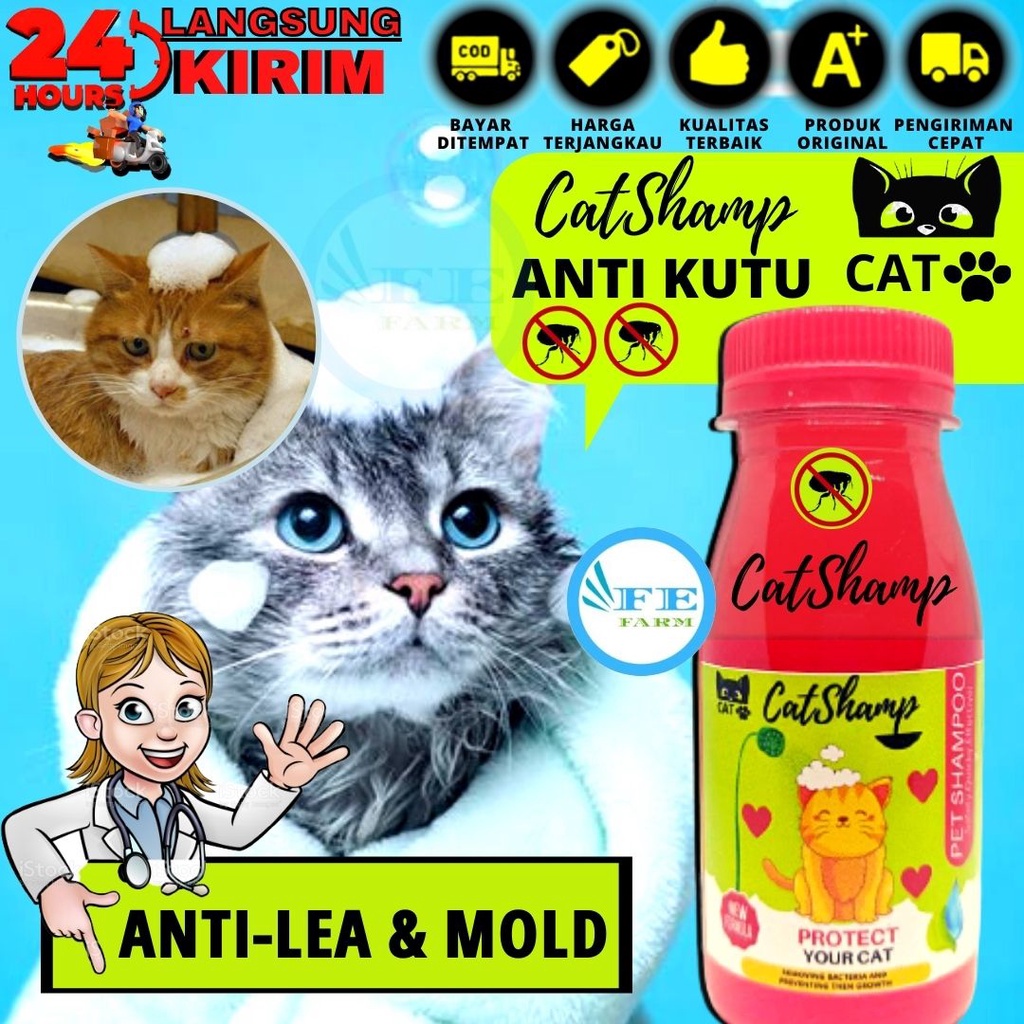 Shampo Sampo Shampoo Anti Kutu Kucing Cat Shamp No Flea FEFARM