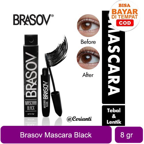 BRASOV Maskara Eyelash Mascara Black Waterproof Tahan Air HItam