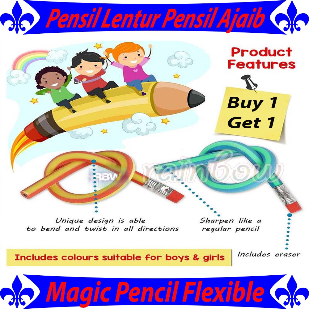 

BUY 1 GET 1 Pensil Lentur Fleksibel Lembut Ajaib Untuk Anak Pelajar Sekolah Pensil Magic Warna ACAK