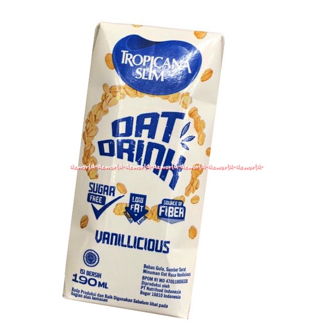 Tropicana Slim Oat Drink Vanillicious 190ml Sugar Free Low fat Susu Cair Bebas Gula Tidak Manis Susu Oats Gandum Uht Siap Minum 190 ml Tropicanaslim Oat Milk