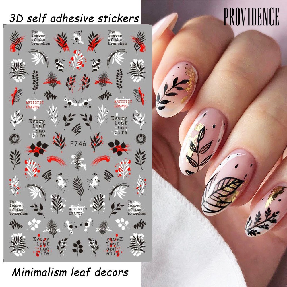 Providence 2Pcs 3D Nail Sticker Punk Style Retro Multi-functional Black White Butterfly Nail Art Stickers for Girl