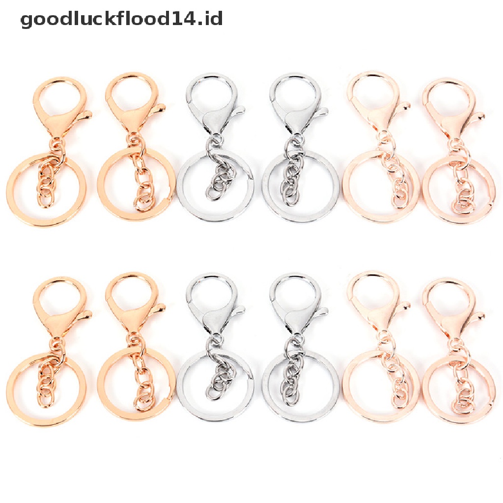 [OOID] 10PCS DIY Key Rings Key Chain Jewelry Findings Lobster Clasp Keyring Making ID