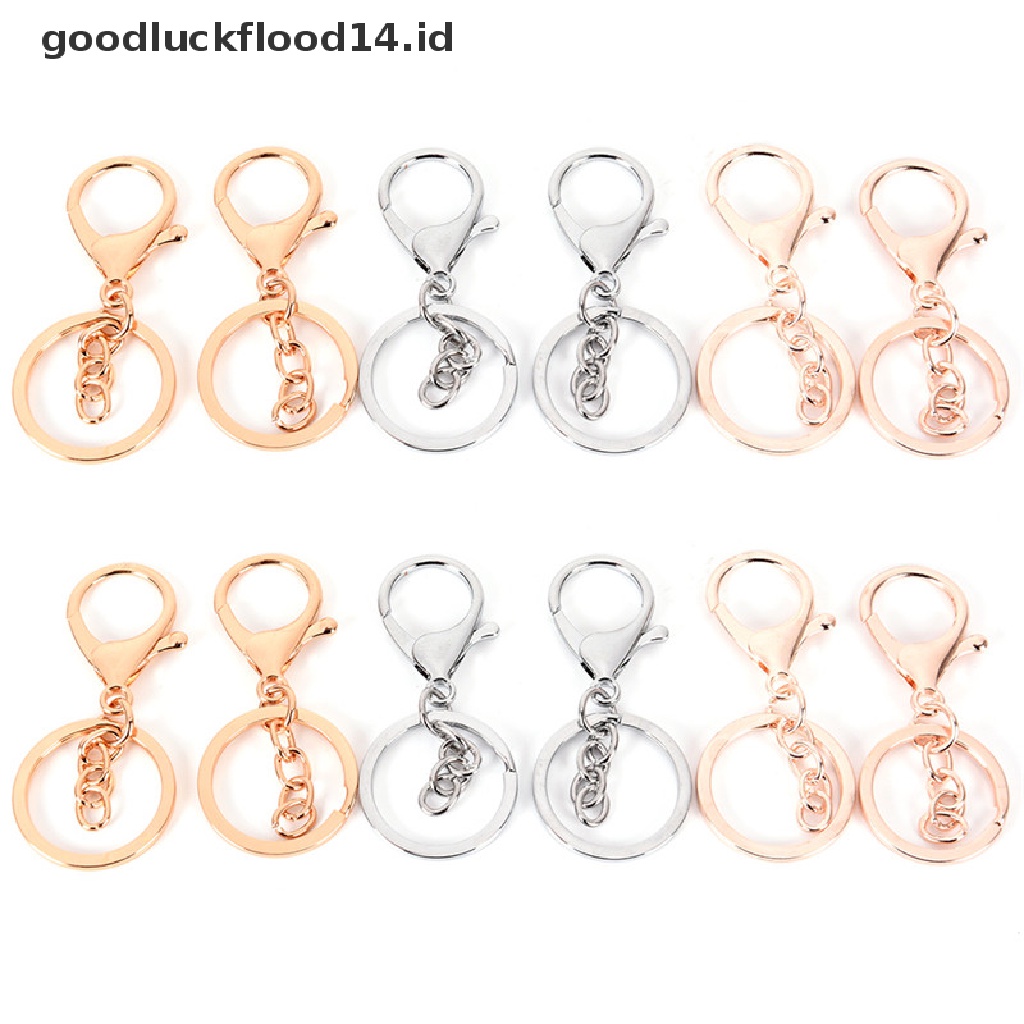 [OOID] 10PCS DIY Key Rings Key Chain Jewelry Findings Lobster Clasp Keyring Making ID