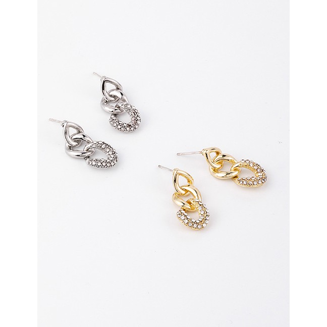 LRC Anting Tusuk Fashion 925 Silver Pin Chain Geometric Earrings D89967