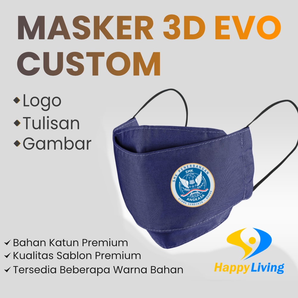 MASKER 3D EVO CUSTOM LOGO/GAMBAR/TULISAN SATU SISI DAN DUA SISI