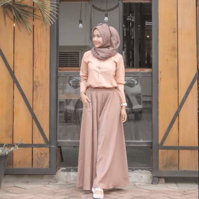 ROK POLOS SKIRT PANJANG MOSCREPE PREMIUM BEST SELLER!!!