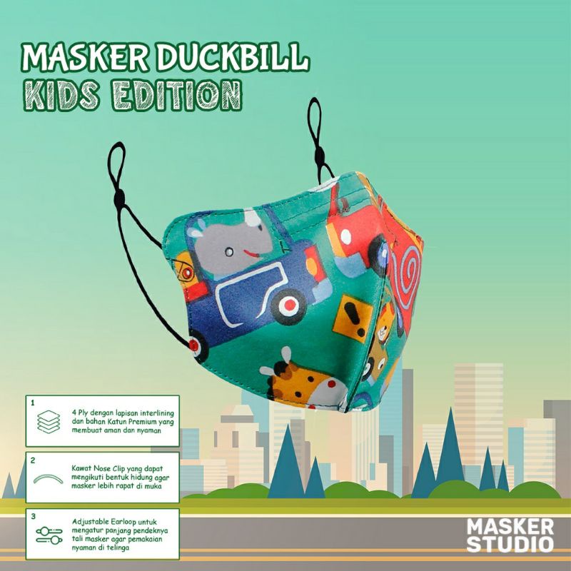 Masker Kain Anak Duckbill 4ply by Masker Studio