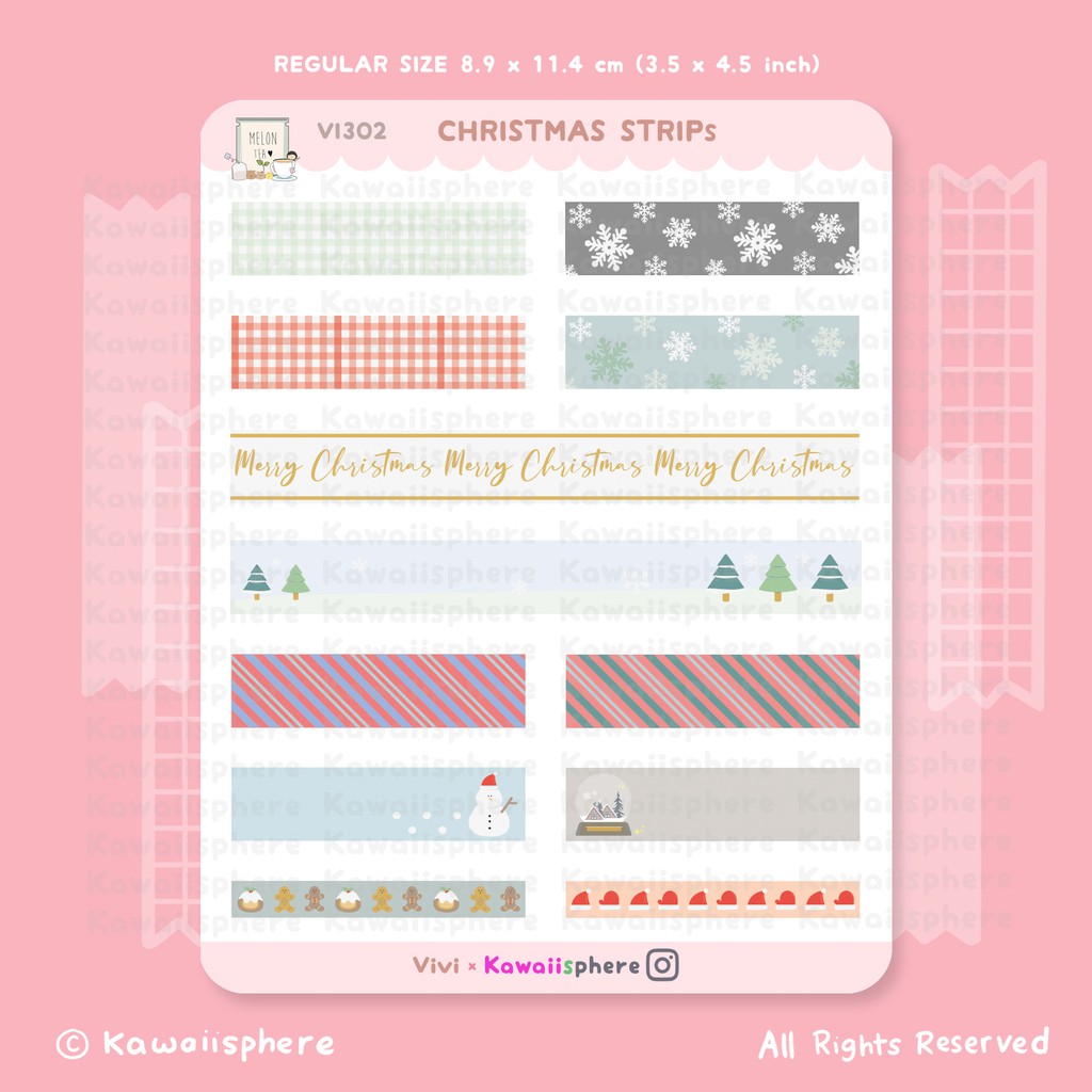 

Christmas Strips | Kawaiisphere Planner / Ring Binder Stickers | Christmas Edition