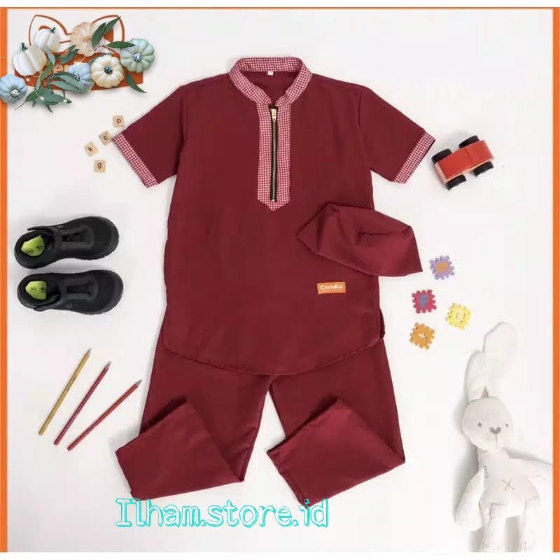 Baju Koko Anak Laki Laki / Stelan Koko Turki Anak Fre Peci 0 - 10 Tahun ini