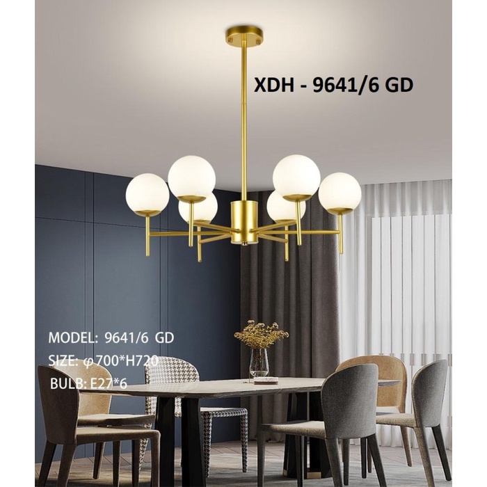 Lampu Gantung Modern Minimalis Ruang Tamu Ruang Makan Nordic XDH 9641/8/6