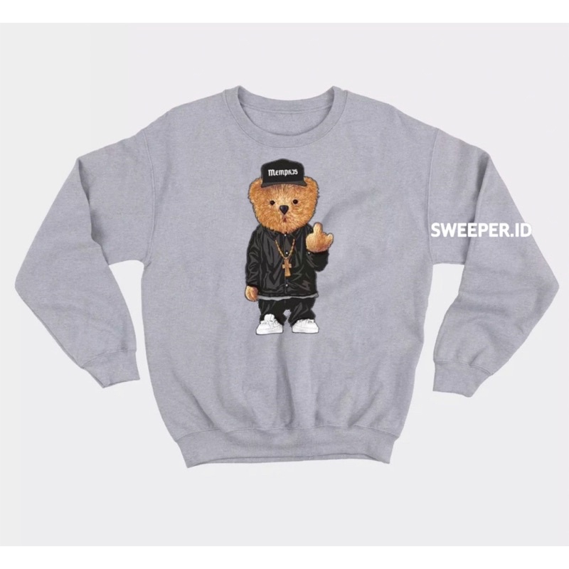 HIP-HOP TEDDY BEAR SABLON PRINTING BAHAN FLEECE