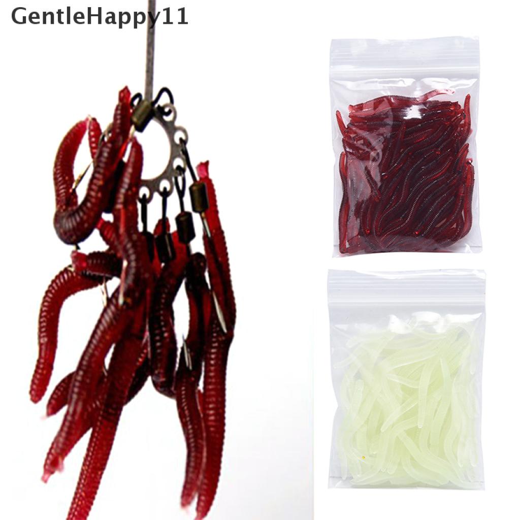 Gentlehappy 50 Pcs Umpan Pancing Soft Bait Bentuk Cacing Imitasi Ukuran 35mm