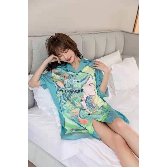 Dress Satin Daster Sexy Night Dress Sleepwear 61169231 Face