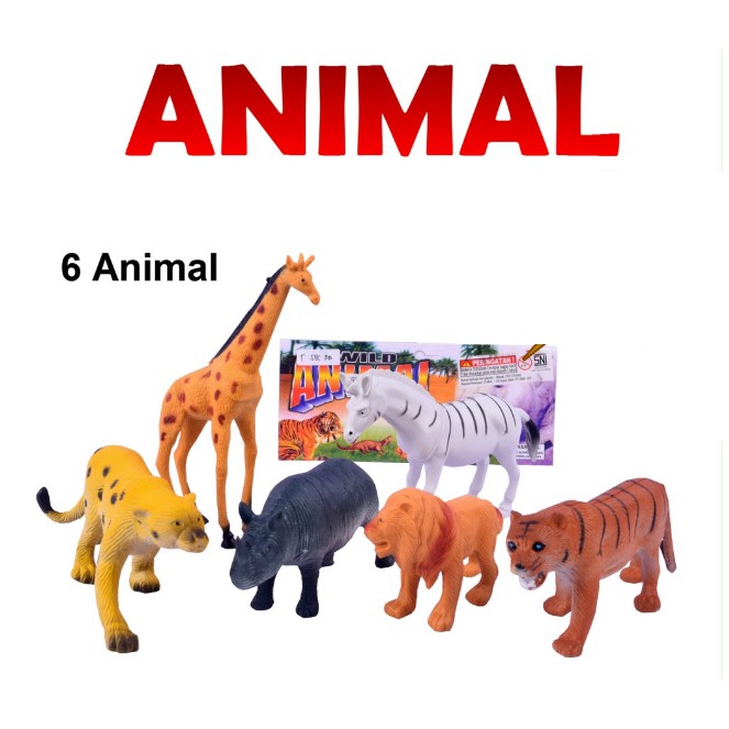 WILD ANIMAL 6PCS 585 MAINAN ANAK EDUKASI BINATANG LIAR HUTAN