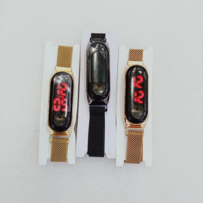 jam tangan LED Digital wanita rantai pasir magnet