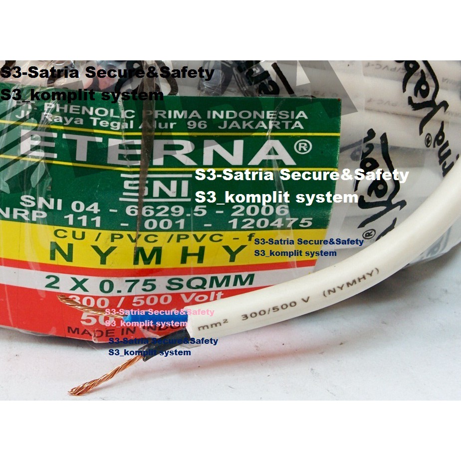 Putih Kabel Listrik serabut 2 x 0.75 Eterna NYM HY 2x0,75mm