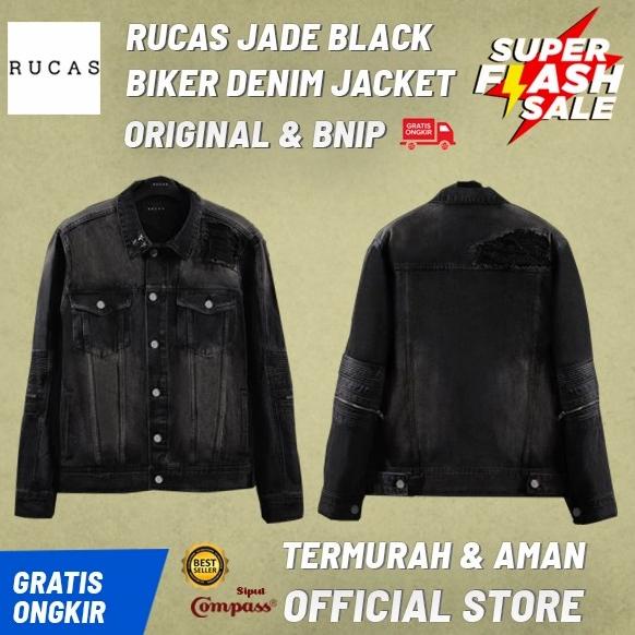 Rucas Jade Black Biker Denim Jacket