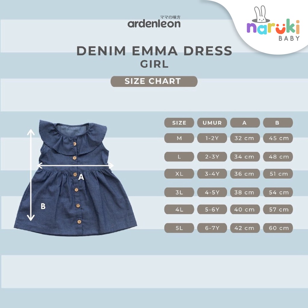 Ardenleon Denim Emma Dress Girl Arden Leon Gaun Anak Perempuan