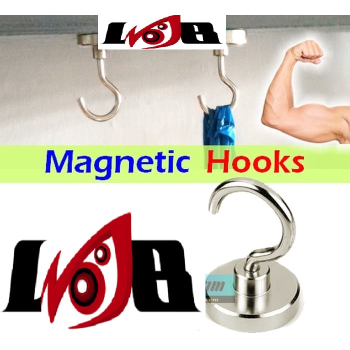 Neodymium Magnet Hooks 16mm 32mm Gantungan Barang Strong Magnetic Hanger