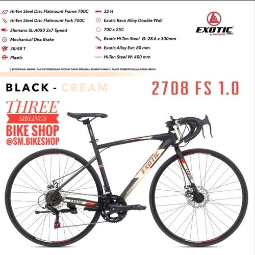 SEPEDA BALAP ROAD BIKE EXOTIC 700c ET 2708 FS 1.0 BLACK CREAM