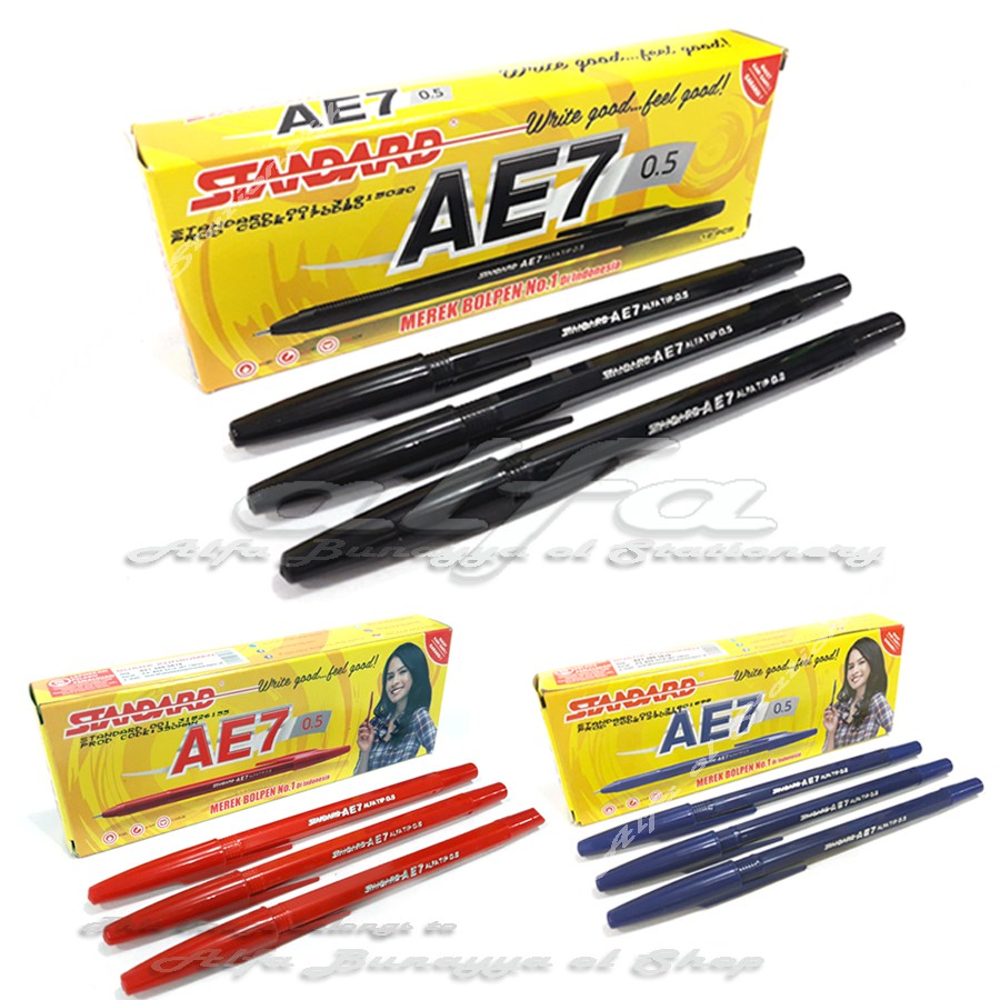 STANDARD Pulpen AE7 (Pak Isi 12) - Ballpoint Pen - Pena