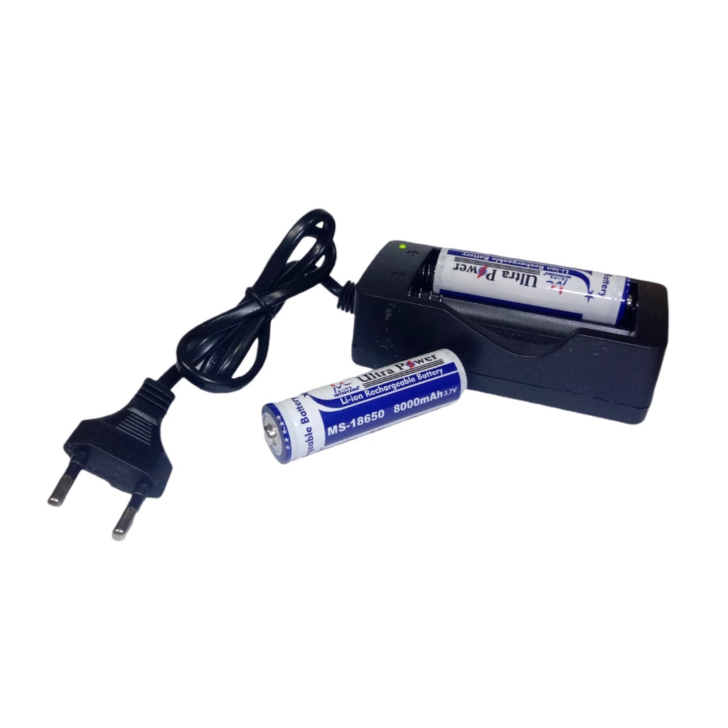 Charger + 2 Baterai 18650 Li-ion 3.7v - 8000mAh