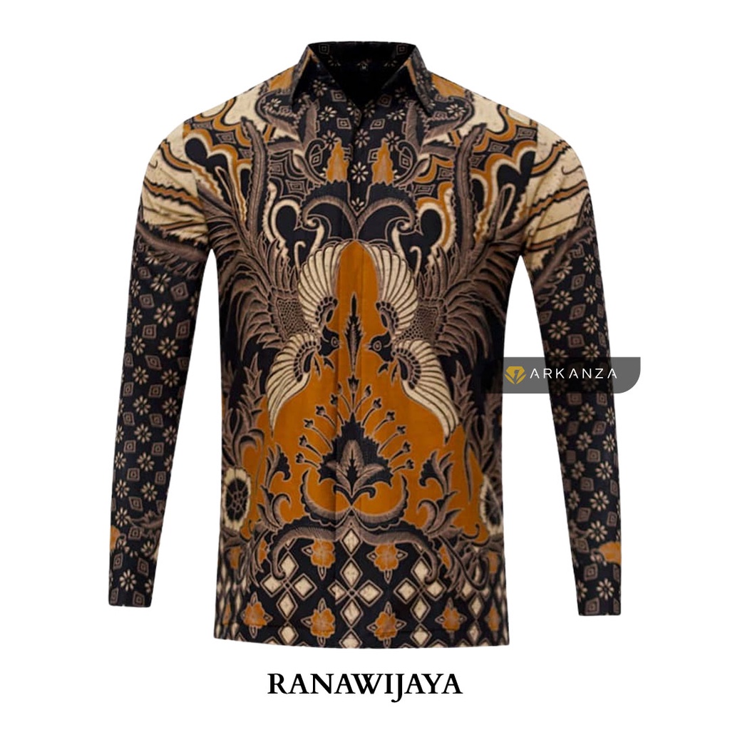 BATIK ARKANZA Motif RANAWIJAYA Hem Atasan Kemeja Baju Batik Pria Cowok Laki Laki Slimfit Full Lapis Furing Lengan Panjang Lengan Pendek Original Asli