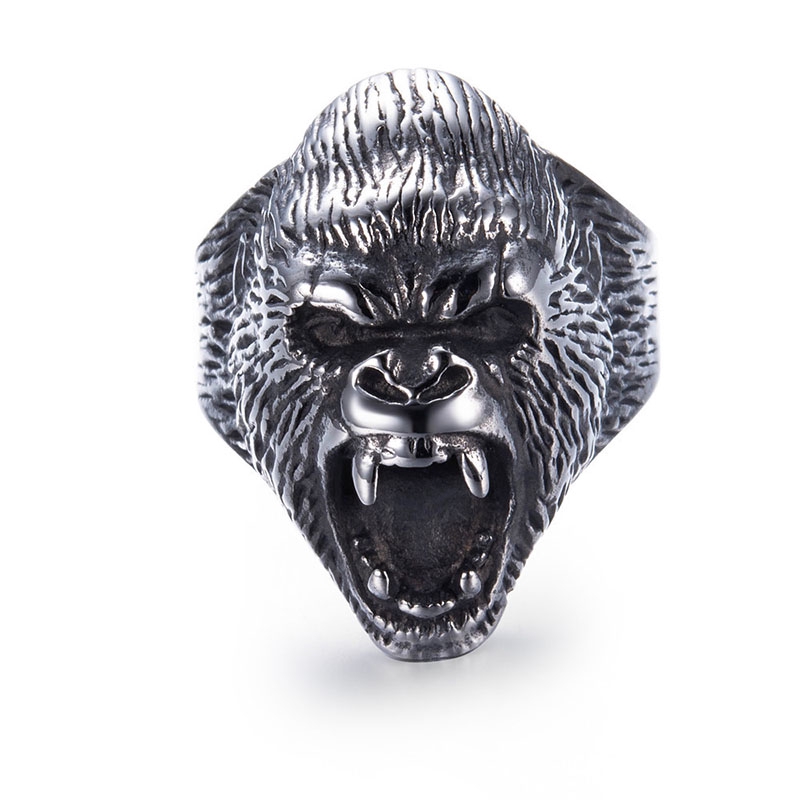 Pop gorilla menderu cincin pria baja titanium