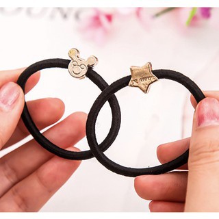 ❄ TMALL ❄ R128 Ikat Rambut Karet Hitam Karakter Kuncir Rambut Wanita Bulat Lucu Cantik Gelang Murah-2