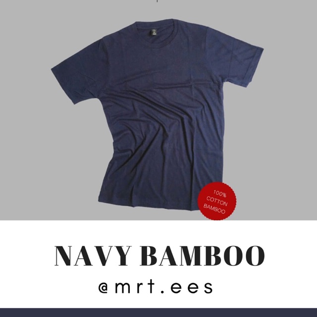 (Navy Cotton Bamboo 24S) Kaos Polos Lengan Pendek 100% Katun Bambu 24S