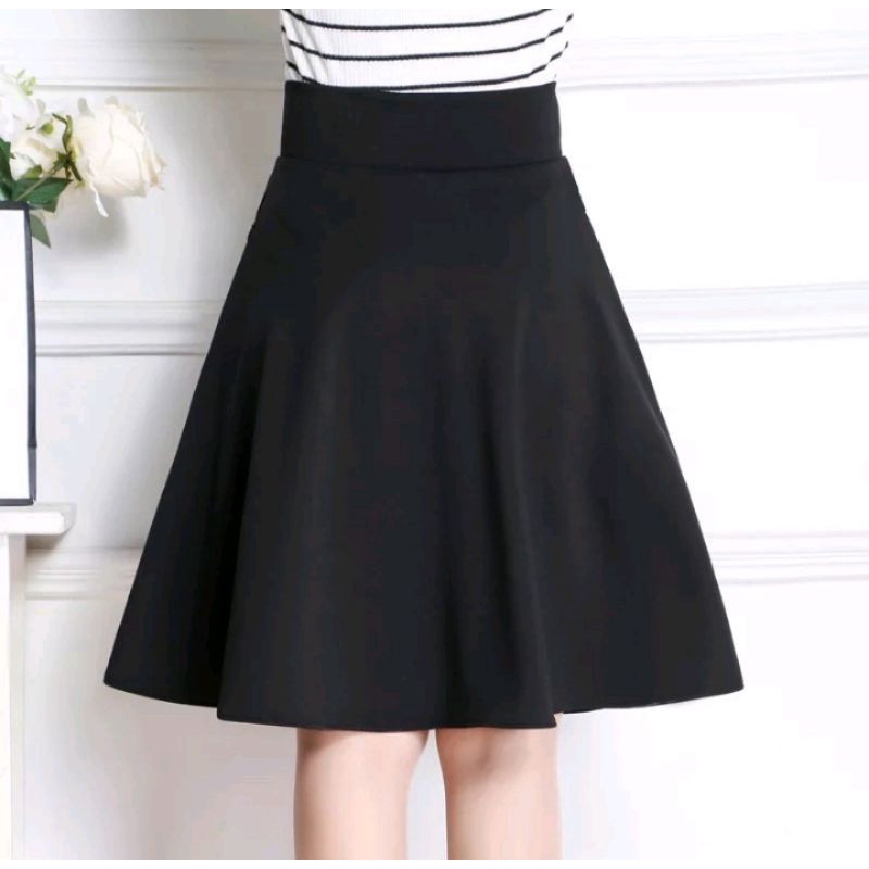 ROK MIDI FLARE SKIRT // ROK FLARE KOREA // ROK PENDEK POLOS