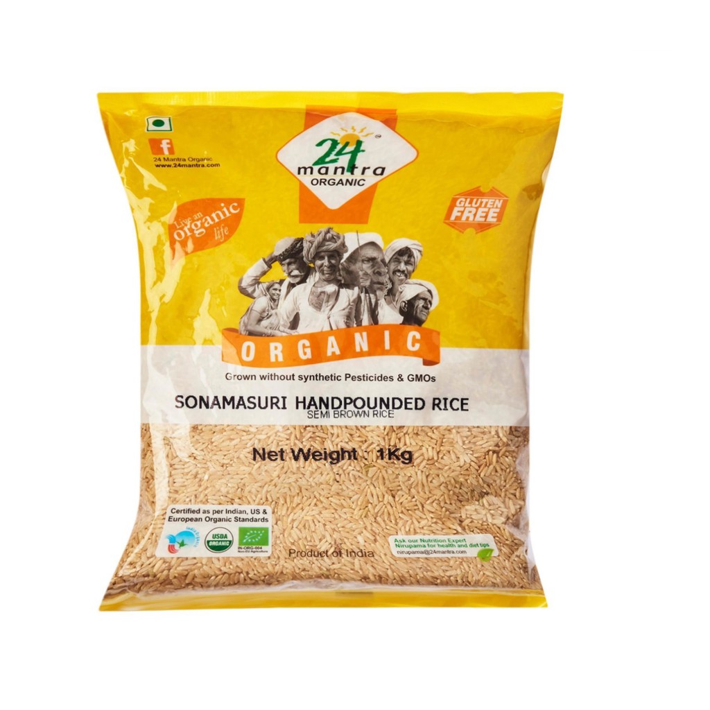 

24 Mantra Organic Sonamasuri Semibrown Handpounded Rice 1KG