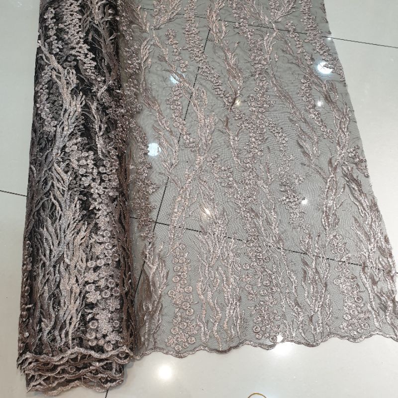 1/2 Kain Tille Tulle Club Moss Payet Foil Black Gold dan Black Rose