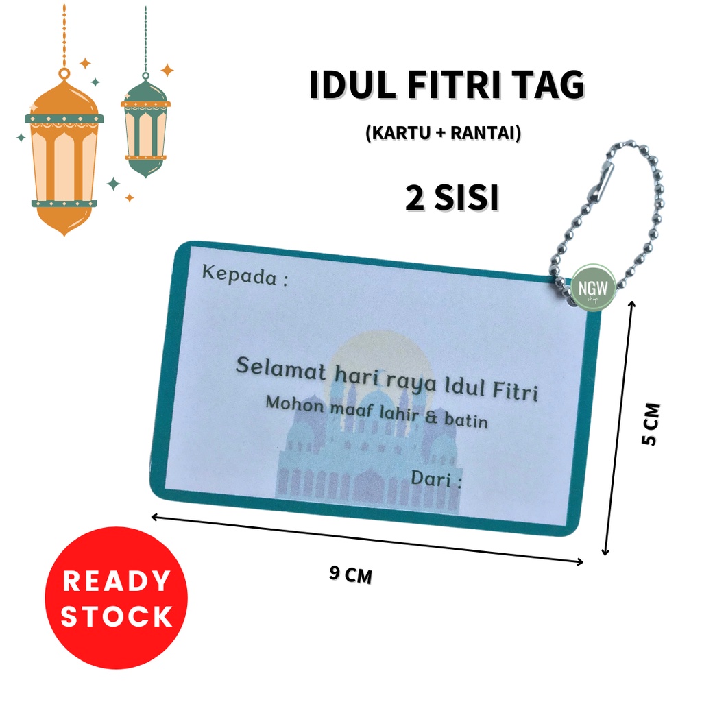 Kartu lebaran panjang hang tag + rantai idul fitri 9 x 5 cm ramadhan