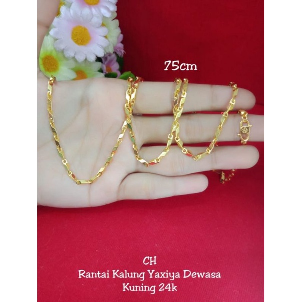 kalung padi balok 45cm,50cm,60cm dan 75cm lapis emas 24 k