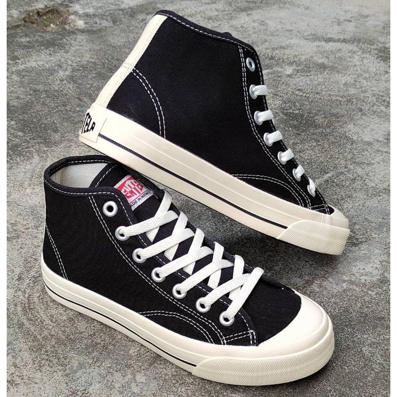ORIGINAL VENTELA SHOES | Sepatu Ventela Basic Black Natural High Cut | Sepatu Brand Lokal Hitam Puti