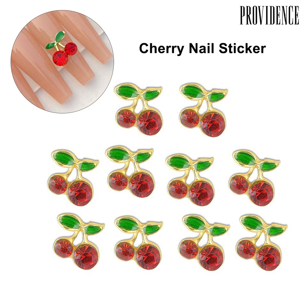 Providence 10Pcs Cherry Shape Nail Art Exquisite Workmanship Ultra-light DIY Shiny Nail Art Rhinestone Studs for Salon