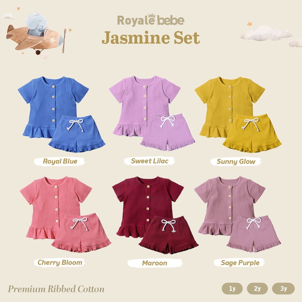 ROYALE BEBE JASMINE SET PREMIUM SETELAN ANAK PEREMPUAN SETELAN BAYI DRESS ANAK