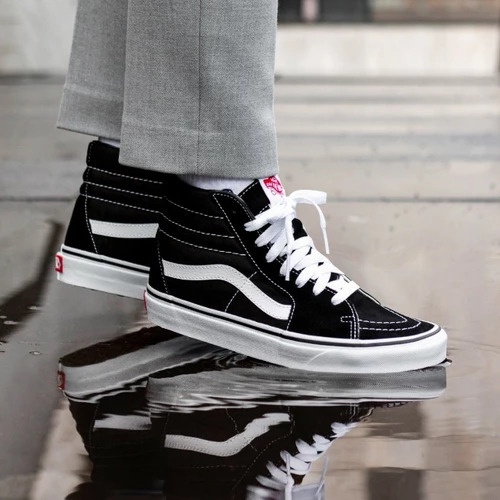 SEPATU SK8 HIGH BLACK WHITE PREMIUM FREE BOX