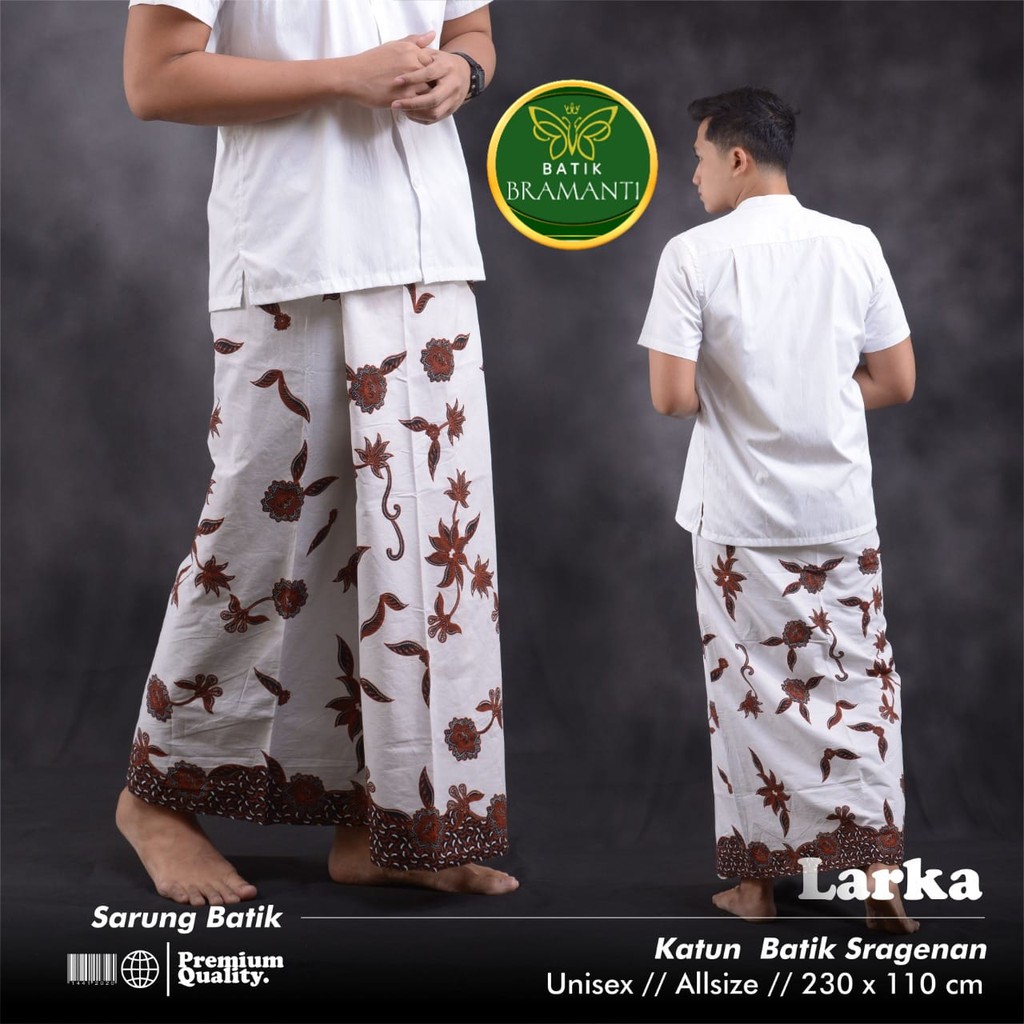 LARKA Sarung Batik Pria Cowok Dewasa Premium Motif Batik Lebaran Asli Solo ALL SIZE BRAMANTI