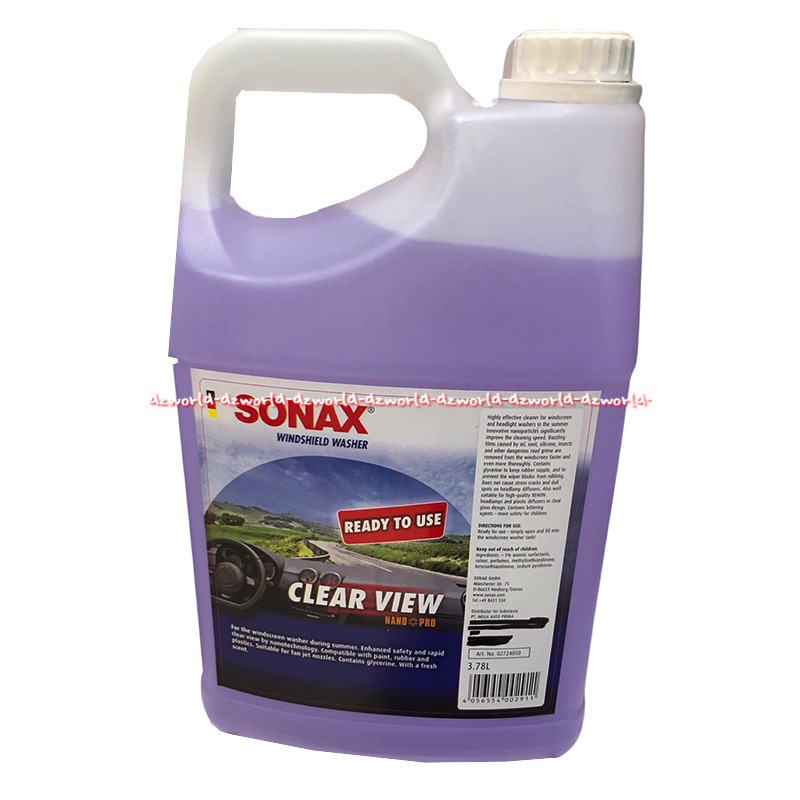 Sonax Clear View Ready to Use 3.8L Cairan Pembersih Kaca Mobil Derigent Dirigen Sonak Clean Mirror