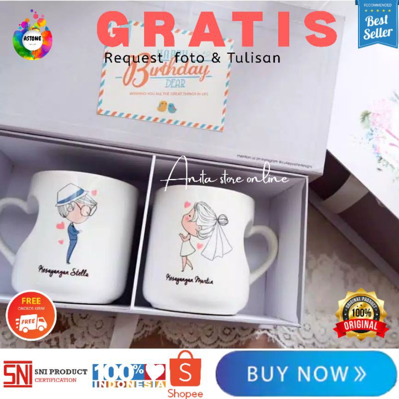 ASTONE KADO SOUVENIR PERNIKAHAN KadoHadiah / Ulang tahun / Mug / Wisuda  / Bayi / Unik / Mug Custom