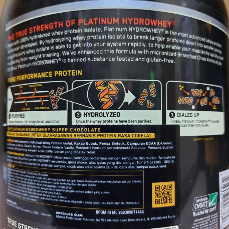 Optimum Nutrition ON Platinum Hydro Whey 3.5 Lbs BPOM Hydrowhey Isolate Protein 3,5 Lb