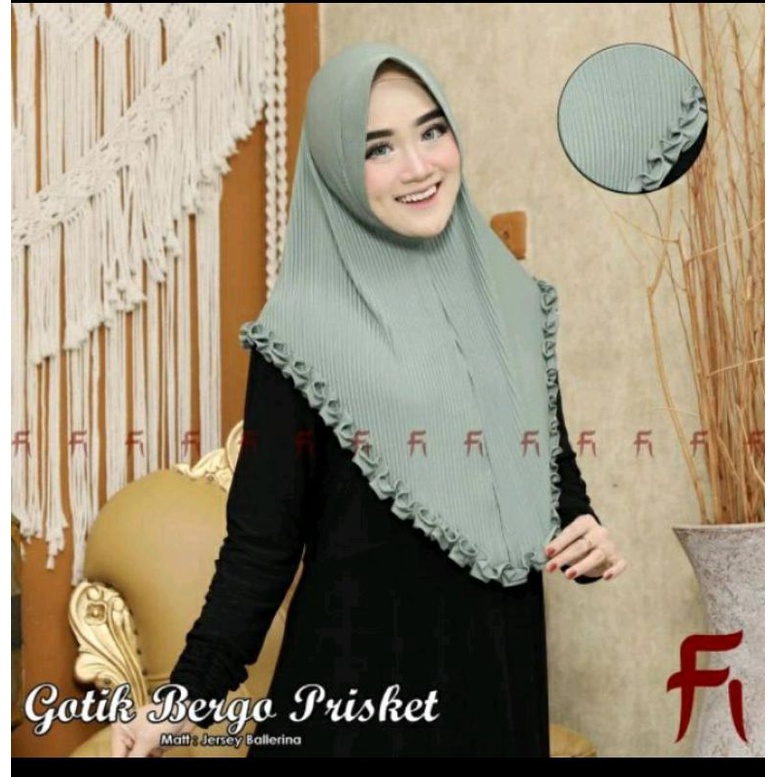 Bergo Plislet Jilbab Hijab Instan Plisket Ori Fi Hijab