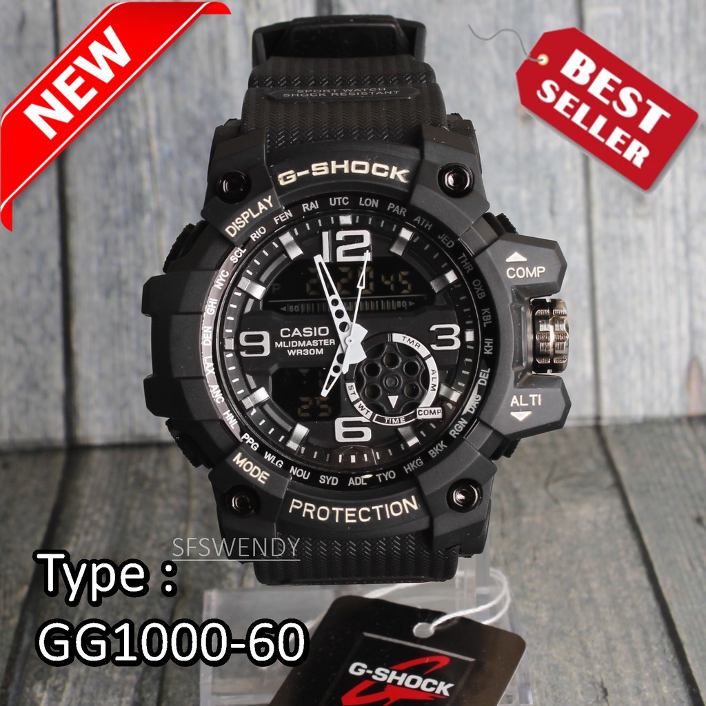 SPECIAL EDITION  G-Shock Army Military Casio GG-1000 Hitam list putih Jam tangan pria digital